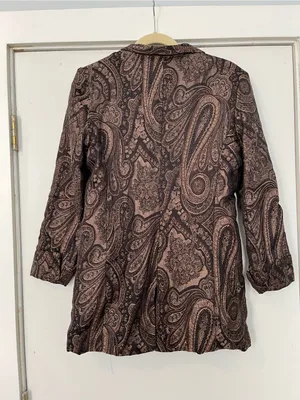 Vintage Brown Paisley Blazer Jacket USED Oversize women’s size small wool thumbnail 6