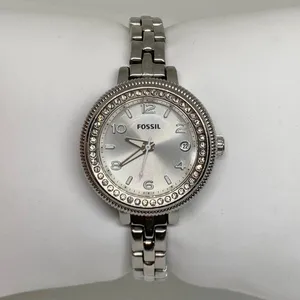 Fossil Quartz women date Watch AM4352 Bridgette all Stainless Steel 28mm running thumbnail 1