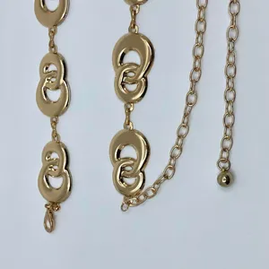 Y2K Geometric Gold Interlocking Loop Chain Belt, Fits 24.5–45 Inches, X7GA1163 thumbnail 7