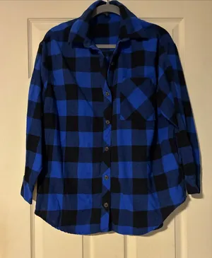 Wild Fable plaid flannel bottom down shirt Black Size M thumbnail 1