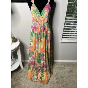 SKIES ARE BLUE Women's L Tropical Floral Maxi Dress Lined thumbnail 6