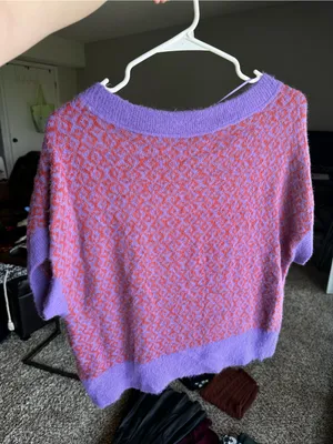 Free People Lavender and Orange V-Neck Sweater Vest Through the Motions thumbnail 4
