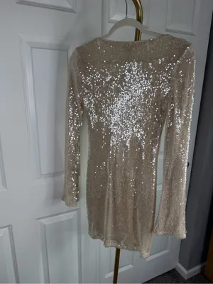 Wild Fable Champagne Sequin Mini Dress XS NWT Long Sleeve Party Holiday Glam thumbnail 13