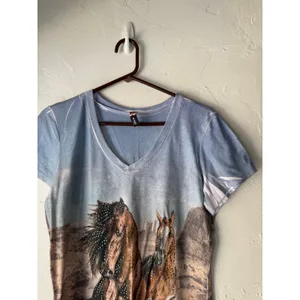 Big Bang USA Wild West Horses Rhinestone V Neck Western Women's‎ Size Medium thumbnail 2