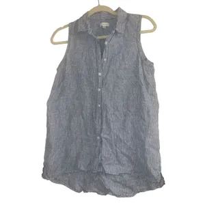 ✨Garnet Hill Easy Linen Button-Down Striped Sz 2 Tank✨ thumbnail 5