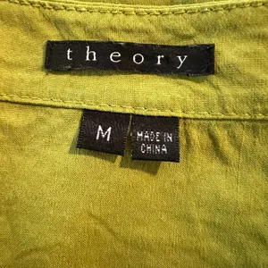 Theory‎ Womens Chartreuse BLOUSE Size medium Lime Green Linen Blend Henley TOP thumbnail 3