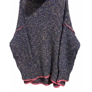 Free People Echo Navy Flecked Oversized Wool Blend Turtleneck Sweater Size‎ Med thumbnail 5