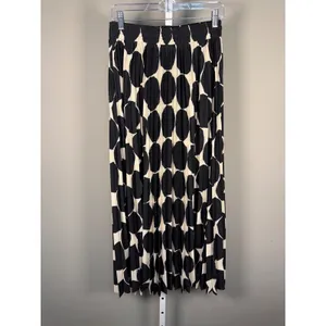 Jodifl Black Cream‎ Polka Dot Pleated Maxi Skirt Coastal Chic Boho S thumbnail 4
