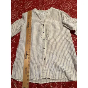 The White Company White Label Linen Blue Striped Tunic‎ Shirt Womens 2 Lagenlook thumbnail 4