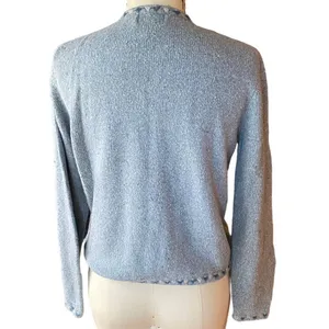 Vintage WOOLRICH Button Up Light Blue Wool Embroidered Sweater ~ Women's MEDIUM thumbnail 4