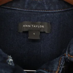 Ann Taylor Jacket Womens S Dark Blue Stretch Denim Trucker Excellent thumbnail 2