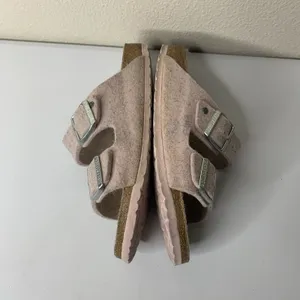 Birkenstock Arizona Shearling Sandals Sz 37 US 6 Pink Suede Fuzzy Wool Slides thumbnail 5