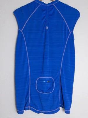 Athleta Pacifica Illume UPF Tank S Royal Blue Sleeveless Front Zip thumbnail 6
