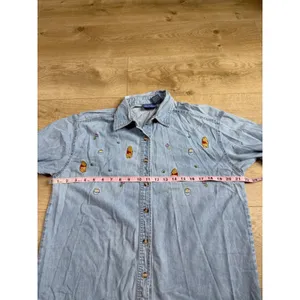 Winnie the Pooh Disney Store Vintage Embroidered Denim Shirt Sz M Hunny Pot thumbnail 6