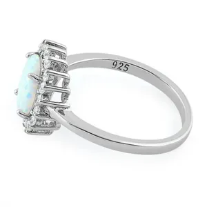 Sterling Silver Size 5 925 Oval White Lab Opal CZ Ring thumbnail 4