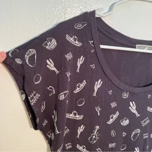 Pleione‎ Women's Size Small T-Shirt Gray Scoop Neck Southwest Sombrero Chips thumbnail 5