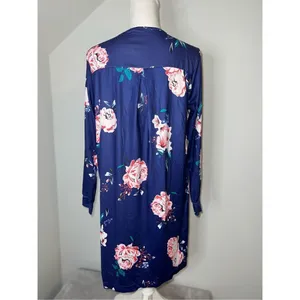 NEW! Women’s Dark Purple Floral Open Front Kimono Robe Size MEDIUM thumbnail 4