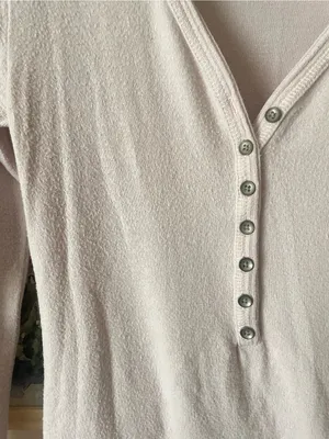 Abercrombie & Fitch Soft A&F Cozy Y2K Long Sleeve Henley Top Light Pink Small thumbnail 3