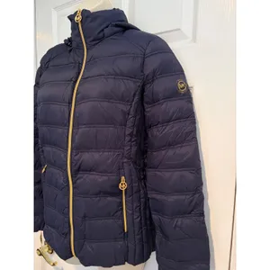 Michael Michael Kors Navy Blue Packable Down Puffer Jacket Gold Small Gorpcore thumbnail 2