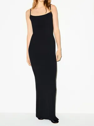 SKIMS Slip Long Dress Onyx Soft Lounge thumbnail 3