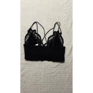 Free People Adelia Black Floral Lace Smocked Back Strappy Bralette Top Small thumbnail 2