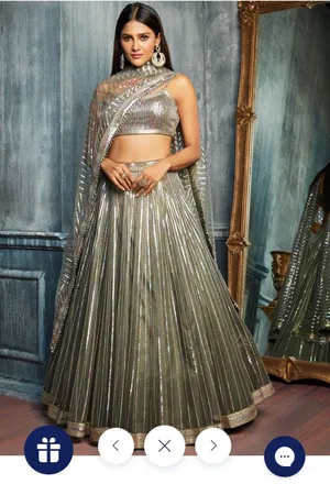 Light Grey Multicolor Sequins Embroidered Lehenga Gray Size M thumbnail 1
