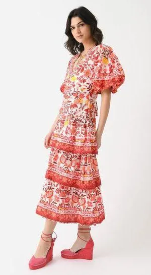 FARM Rio Romantic Orchard Tiered Midi-Dress | Size Small thumbnail 1