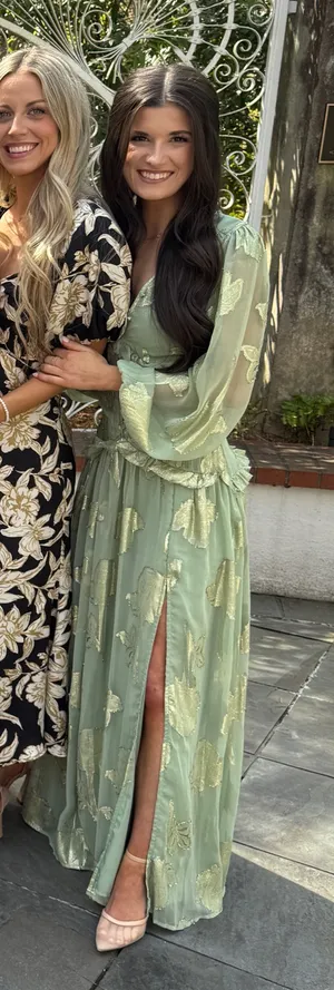 ASOS Foil Floral Long Sleeve Maxi Dress Design Green Mint 0 thumbnail 1
