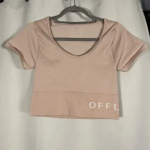 Offline by Aerie OG Groove Crop Top Tee in Neutral Blush Size Large thumbnail 2