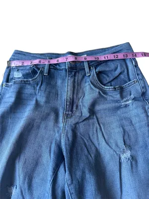 Levi’s medium-wash, high-waisted distressed straight-leg jeans thumbnail 5