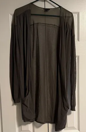 Theory Dark Gray Sheer Open-Front Cardigan Size S/P thumbnail 1