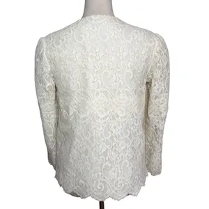 Vintage Lily of France Ivory Lace Bow Formal Jacket Small | Coquette‎ Romantic thumbnail 3