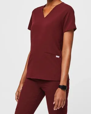 Figs Casma 3 pocket v neck scrub top small burgundy thumbnail 8