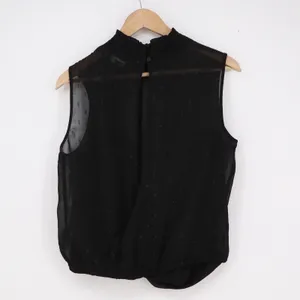Express Black Swiss Dot Mock Neck Sleeveless Blouse Keyhole Back Medium thumbnail 4