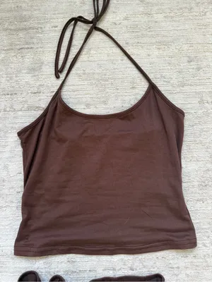 Brown Maxi Wrap Skirt with Halter Top (Size XS) thumbnail 4