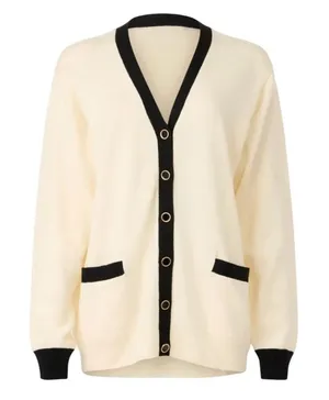 Reformation Scout Regenerative Merino Boyfriend Cardigan in Cream, Size S​ thumbnail 1