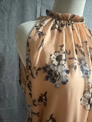 Pinkblush Peach Floral Halter Midi Dress thumbnail 6