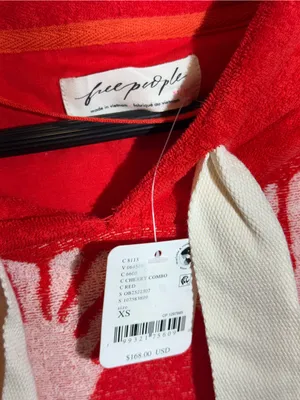 NWT Free People Shell Baby Cherry Combo Cotton Appliqué Oversize Pullover Sz XS thumbnail 7