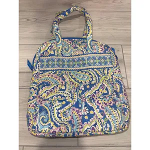 Vera Bradley Quilted Cotton Tote Bag Blue Purple Paisley Zip Shoulder Bag thumbnail 2