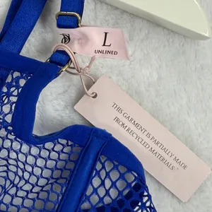 Victoria's Secret Very Sexy Royal Blue Fishnet Mesh Strappy Low‎ Cut Demi Bra L thumbnail 3