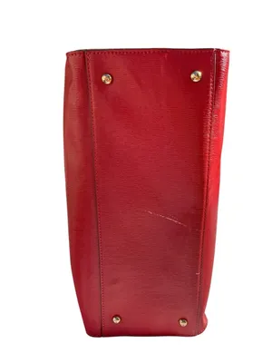 Antonio Melani Red Structured Faux Leather‎ Tote Handbag Top Handle Shoulder Bag thumbnail 3
