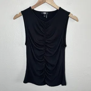 Paige Womens Sidonia Black Sleeveless Ruched Tank Top Size Large thumbnail 2