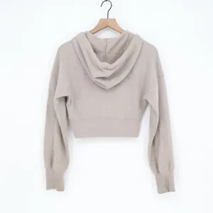 Wild Fable Hoodie Womens S Cropped Zip Up Tan Fleece Long Sleeve Good thumbnail 6