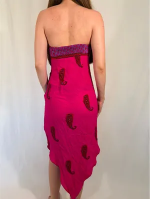 Strapless Paisley Mermaid Beach Summer Midi Dress thumbnail 6