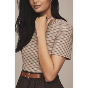 Maeve Anthropologie NWT Belted Twofer Striped Green Bubble Mini Dress‎ Medium thumbnail 2
