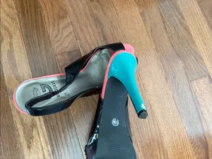 G by Guess Black Heels with Pink Accents Open-Toe Slingbacks thumbnail 7