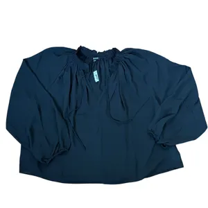 Madewell Long-Sleeve Tie-Neck Top Blouse Jet Black NY328 Womens‎ Small NWT thumbnail 2
