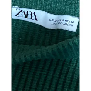 Zara Green Ribbed Crew Neck Shoulder Stripe Long Sleeve Sweatshirt Sweater Top M thumbnail 5