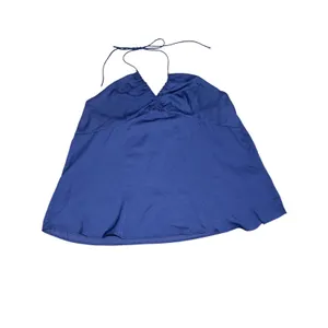 Banana Republic NWT Silky Halter Top L Granite Blue Ruched V-Neck‎ $54.99 thumbnail 3