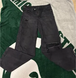 Black Ripped Jeans Shein High-Waisted Straight Leg thumbnail 1